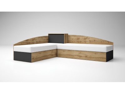 Γωνιακά κρεβάτια με μπαούλο LEO 7 ( βοτάν δρυς /ανθρακίτη)